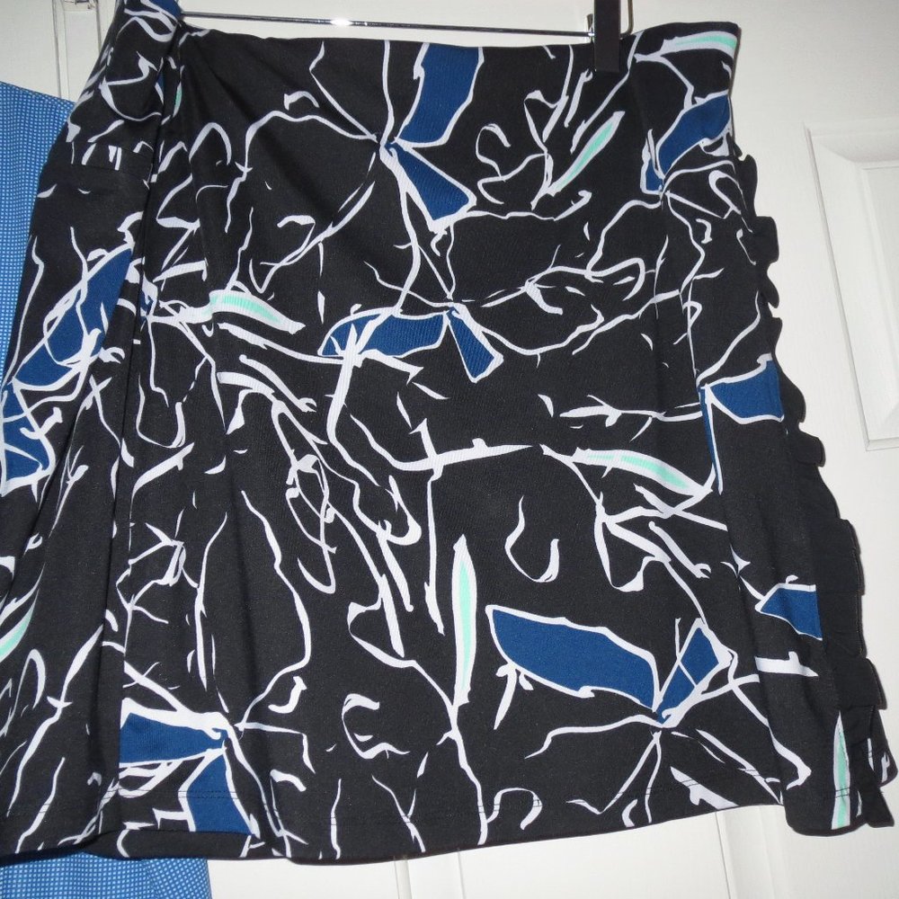 CALLAWAY golf skort BLACK BLUE WHITE PRINT feminine ruffle PLUS sz XXL/1X nwot